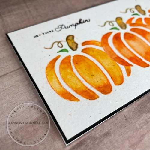 Watercolored Pumpkin Card using Stampin"Up! Watercolor Pencils