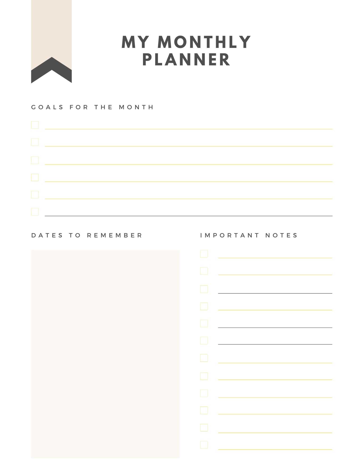 Monthly Planning Minimized