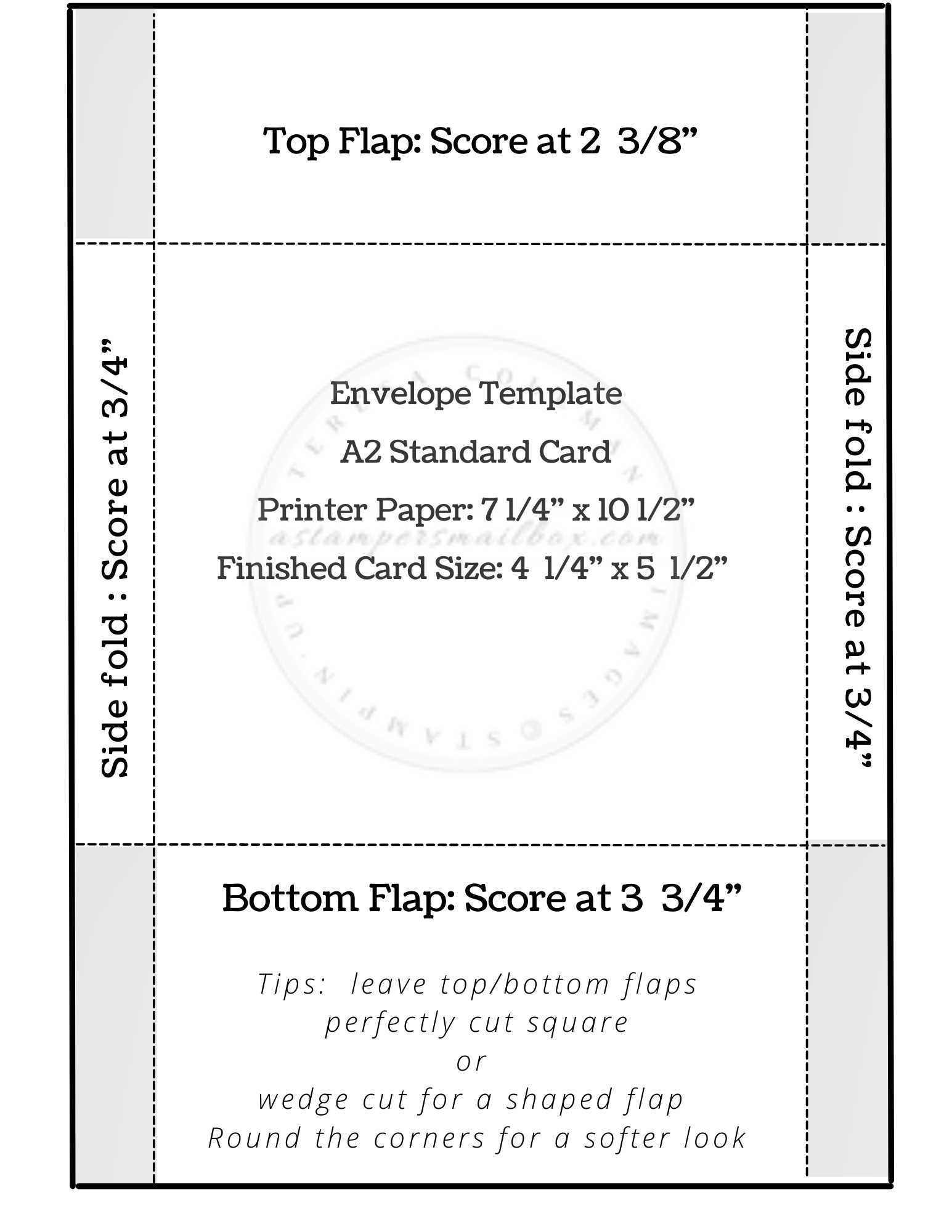 A2: 4 1/4" x 5 1/2 Card: Envelope Template