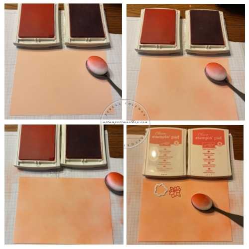 Sponging the cardstock for the blobs