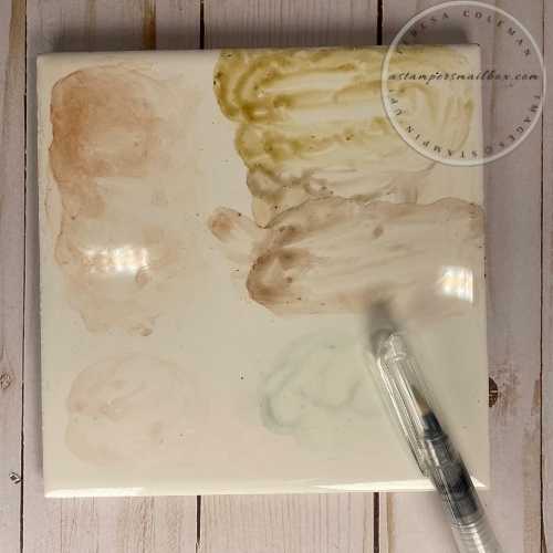 Stampin'Up! Watercolor Pencil Blending on White Tile