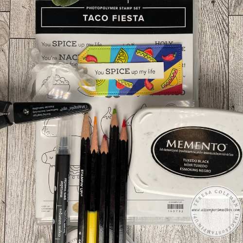 Stamp Set: Taco Fiesta, Watercolor Pencils & Blender Pen