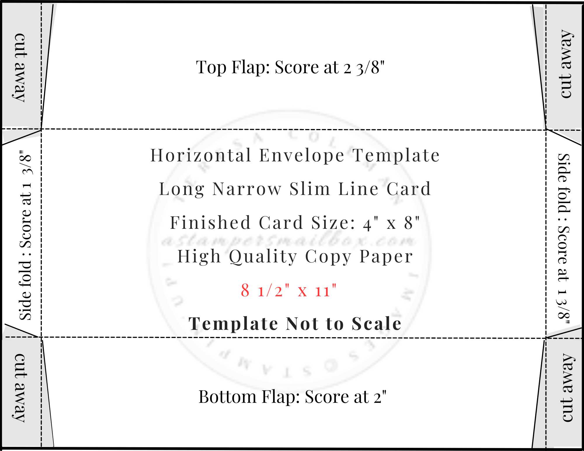 Envelope Template for a 4" x 8" card 